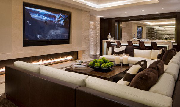 Large TV Mounted in Living Room